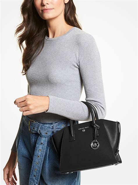 michael kors avril small leather top-zip satchel|MICHAEL Michael Kors Avril Small Top Zip Leather .